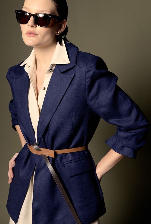Blazer Imia em Linho Marinho