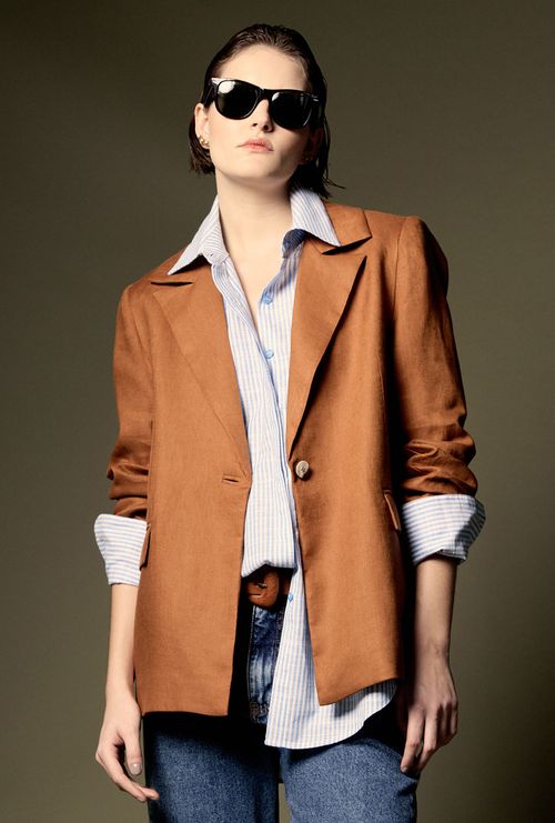 Blazer Imia em Linho Castor