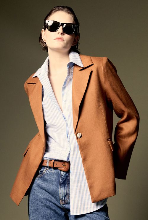 Blazer Imia em Linho Castor