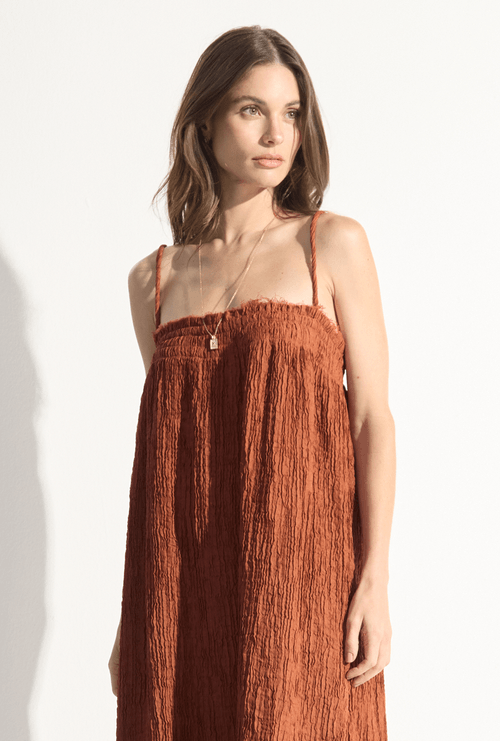 Vestido Longo de Alças Finas Incheon Terracota