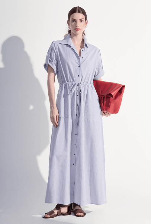 Vestido Longo Jônicas Listra Marinho
