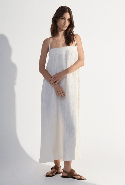 Vestido Longo de Alças Finas Incheon Off White