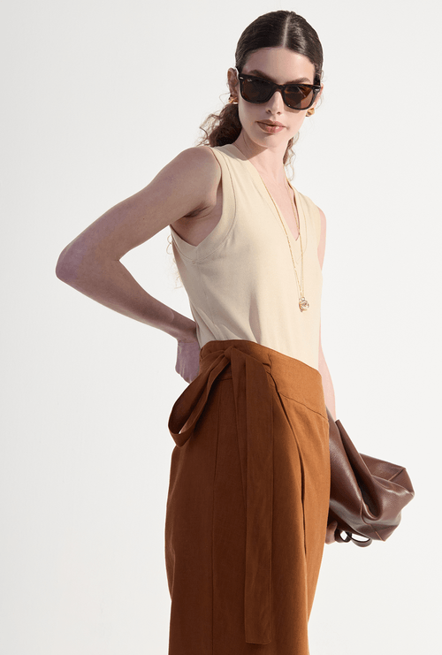 Calça Saia em Linho New Dugi Castor