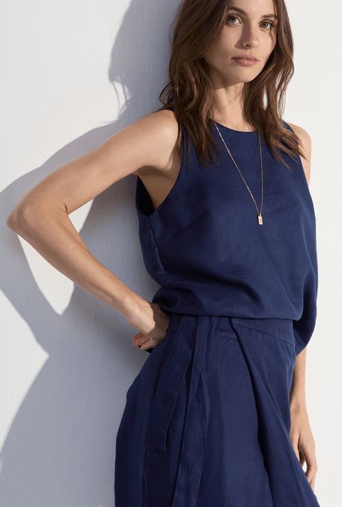 Calça Saia em Linho New Dugi Marinho