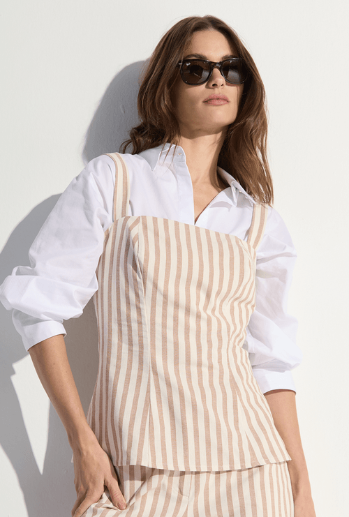 Regata Ischia Alça Larga Listra Caramelo