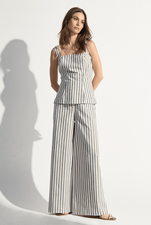 Calça Pantalona Listrada Jeju Marinho