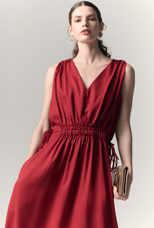 Vestido Juan Lyocell Gola V Bordeaux