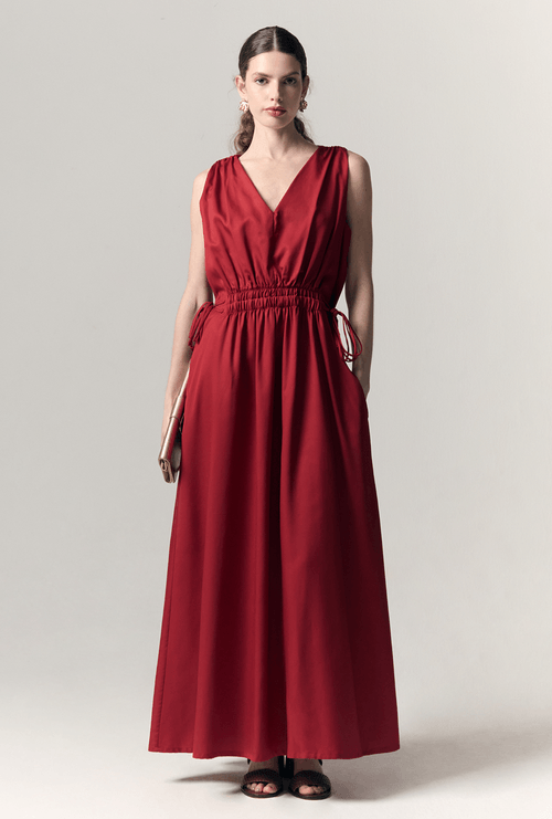 Vestido Juan Lyocell Gola V Bordeaux