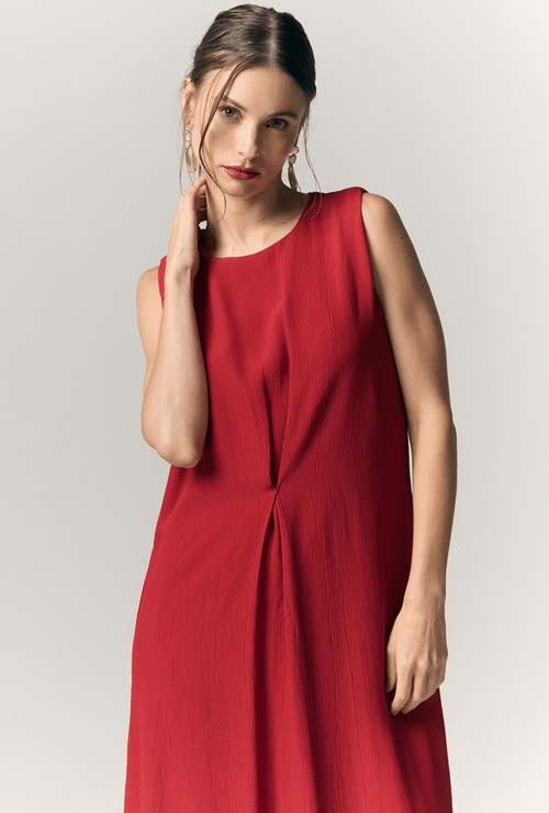 Vestido Hashima Longo Sem Mangas Vermelho