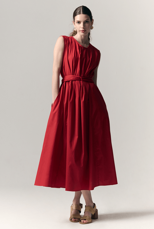 Vestido Midi Evase Tortuga Vermelho
