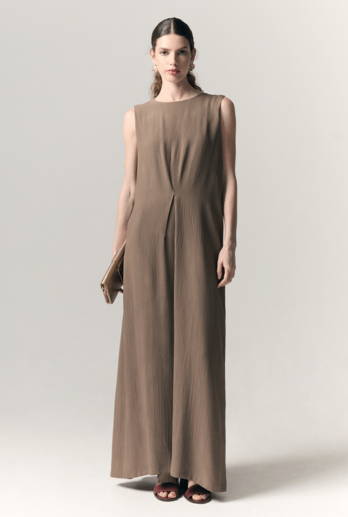 Vestido Hashima Longo Sem Mangas Fume
