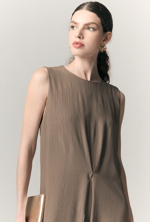 Vestido Hashima Longo Sem Mangas Fume