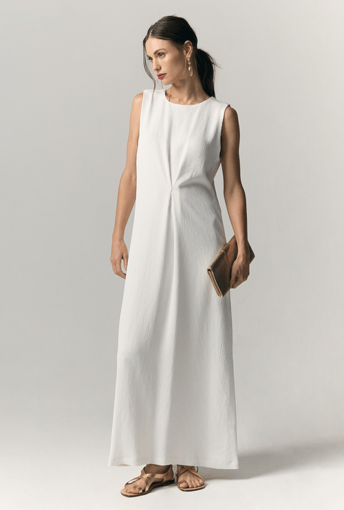 Vestido Hashima Longo Sem Mangas Off White