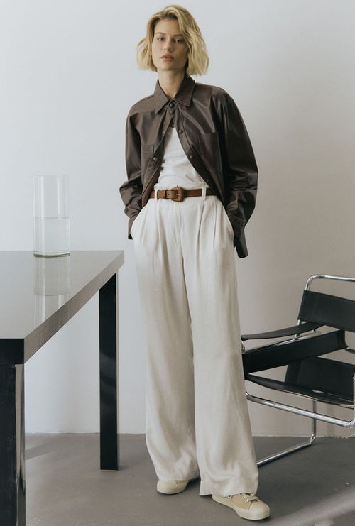 Camisa Couro Manga Longa Toliara Marrom