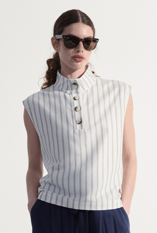 Blusa Howland Gola Alta Listra Verde