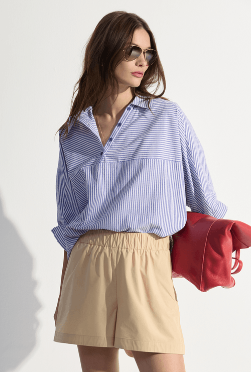 Shorts Haida Em Algodão Cós Elástico Caramelo