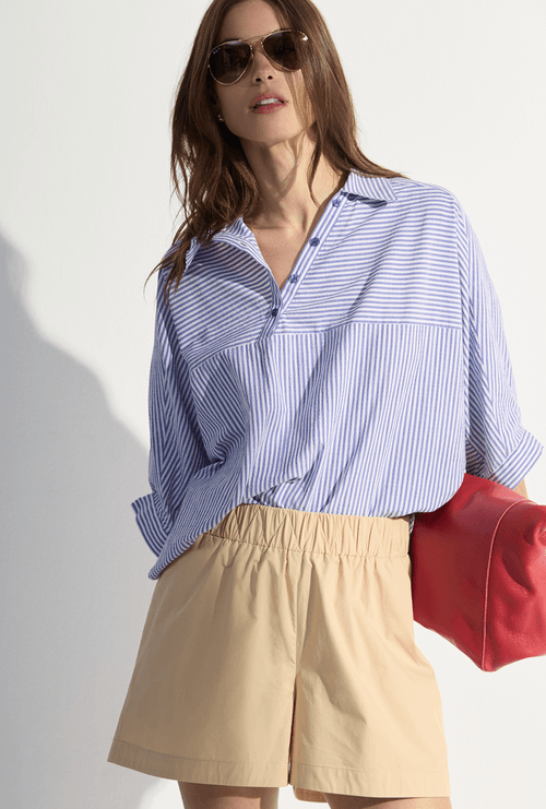 Shorts Haida Em Algodão Cós Elástico Caramelo