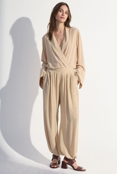 Calça Hawick em Seda Areia