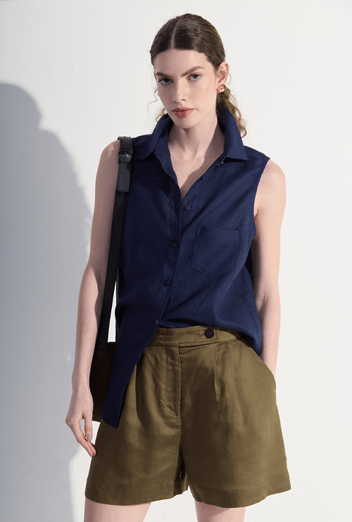 Shorts Alfaiataria Bolso Faca Divar Verde Oliva