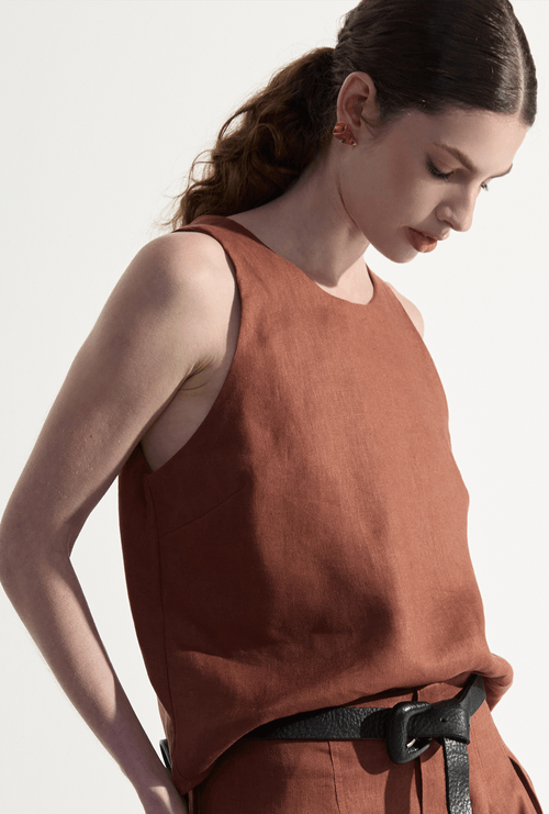 Regata New Cameri em Linho Marrom