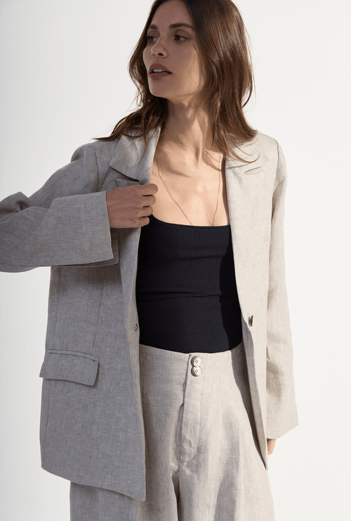 Blazer Imia em Linho Bege Sisal