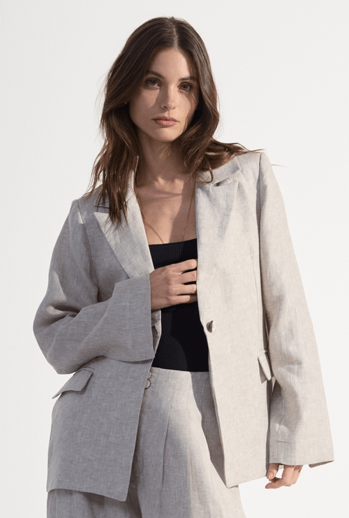Blazer Imia em Linho Bege Sisal