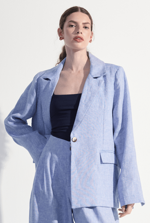 Blazer Imia em Linho Azul Jeans