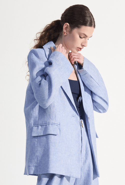 Blazer Imia em Linho Azul Jeans