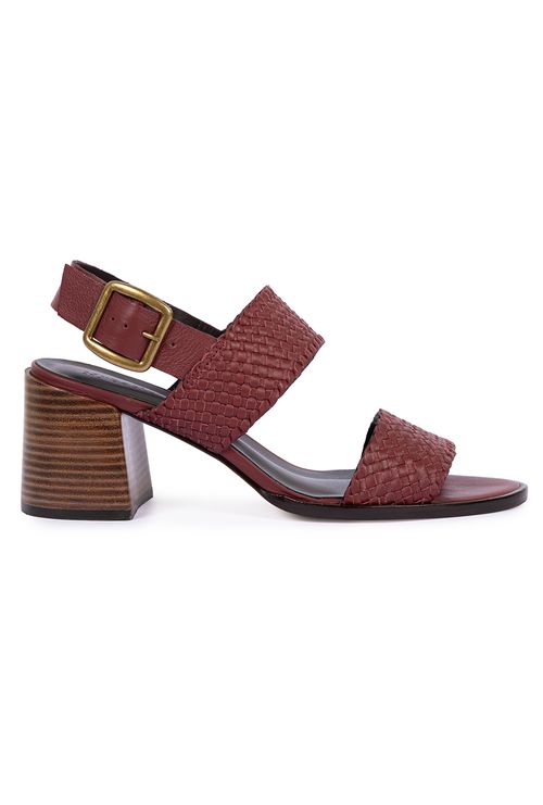 Sandalia Graz em Couro Salto Bloco Rubi