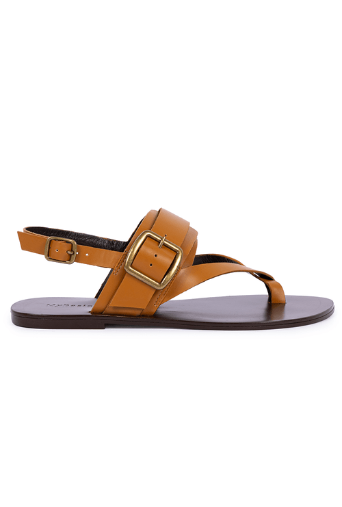 Sandália Genebra em Couro com Fivela Mel
