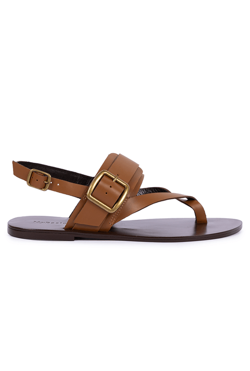Sandália Genebra em Couro com Fivela Havana