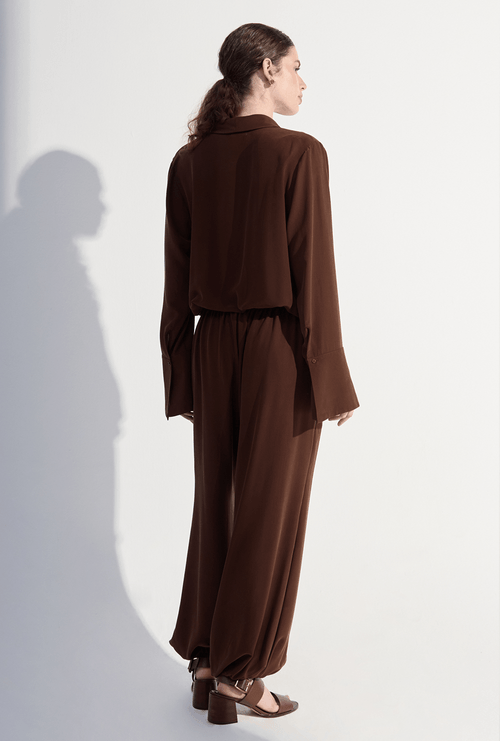 Calça Hawick em Seda Marrom