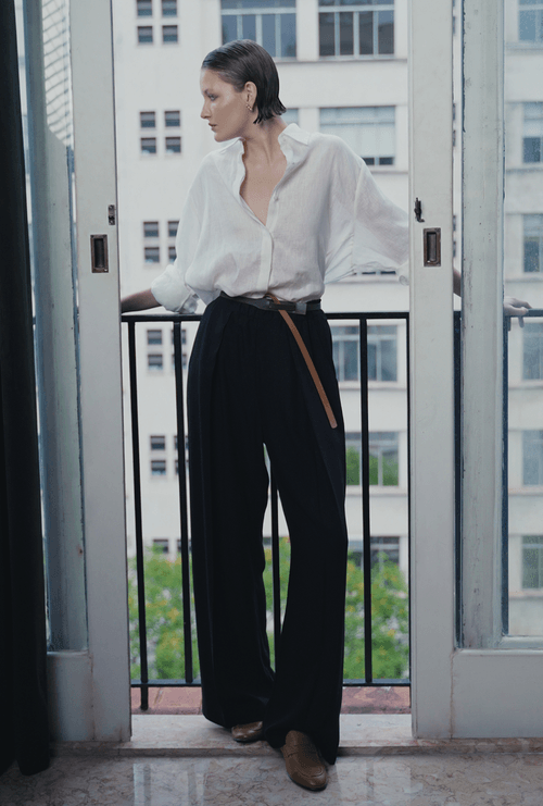 Calça Caskerry com Pregas Preto