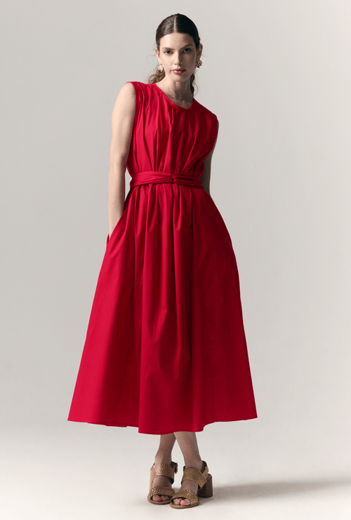 Vestido Midi Evase Tortuga Vermelho
