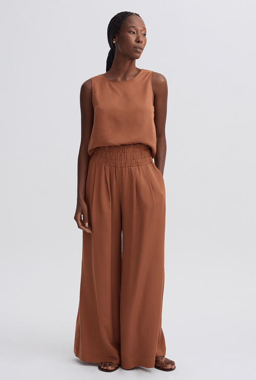 Calça Kalyves Lyocell Pantalona Marrom