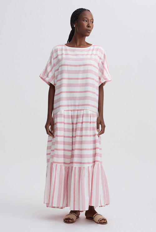 Vestido Lavezzi Listrado Vermelho