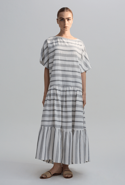 Vestido Lavezzi Listrado Preto