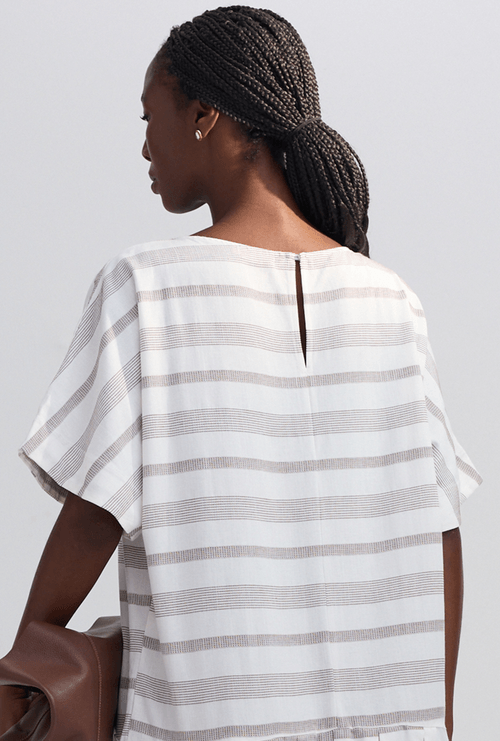 Vestido Lavezzi Listrado Marrom