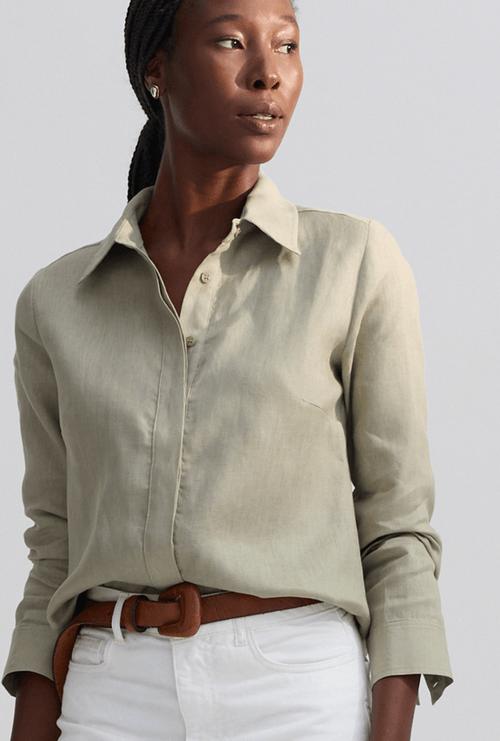 Camisa Lapônia Manga Longa em Linho Verde Seiva