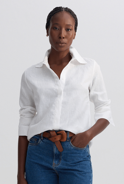 Camisa Lapônia Manga Longa em Linho Off White