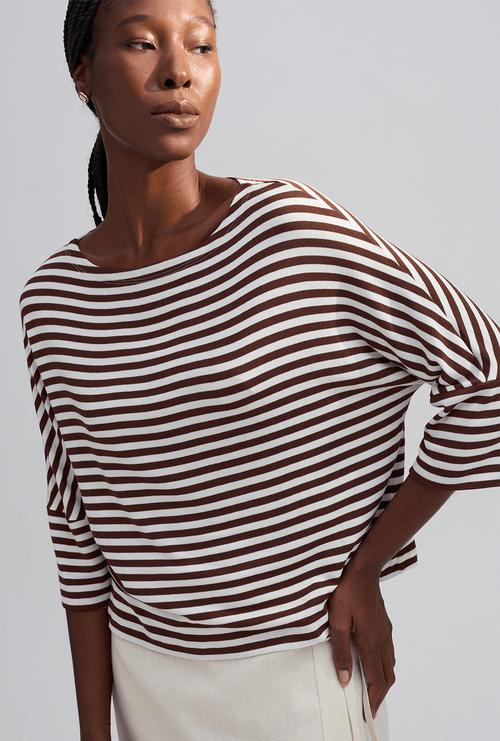 Blusa Organi em Modal Listra Marrom