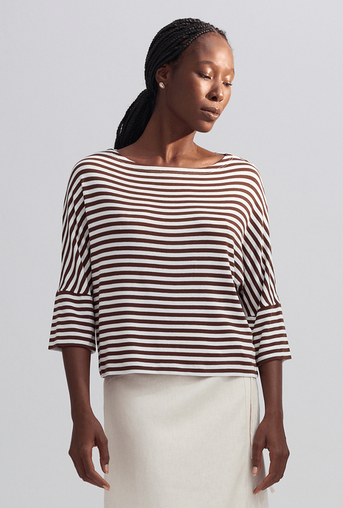 Blusa Organi em Modal Listra Marrom