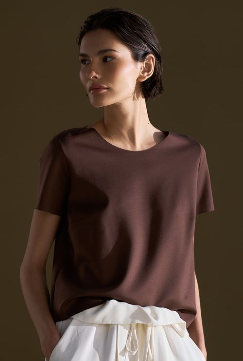 Blusa La Mona Lyocell Marrom Café