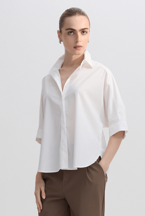 Camisa Leygues Oversized de Alfaiataria Manga Curta Off White