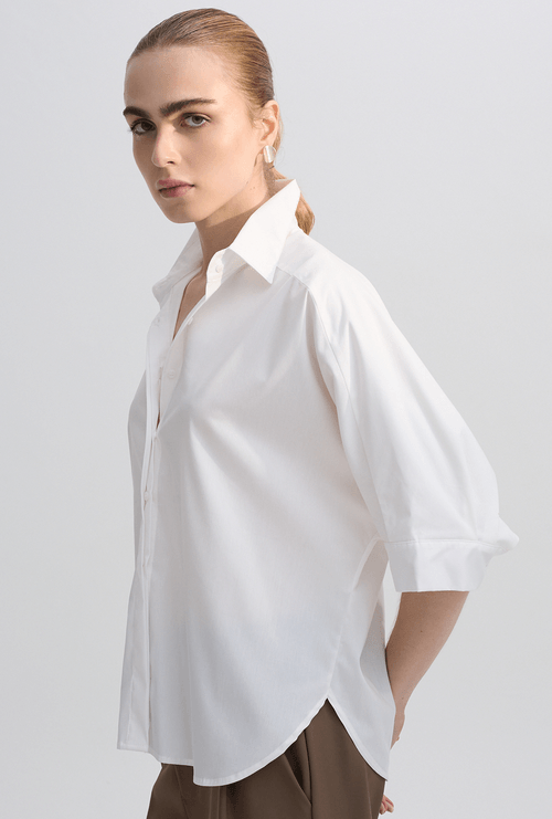 Camisa Leygues Oversized de Alfaiataria Manga Curta Off White