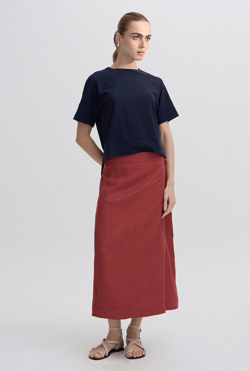 Saia Longa Litiry em Linho Goiaba