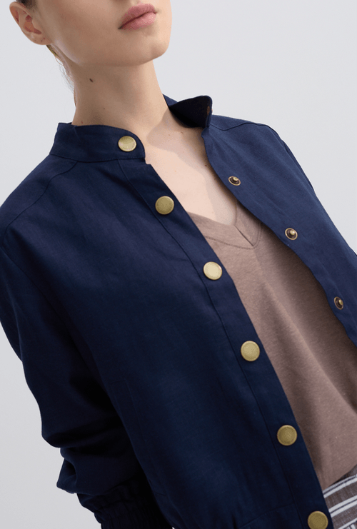 Jaqueta Iki em Linho Marinho