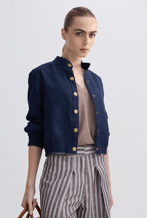 Jaqueta Iki em Linho Marinho