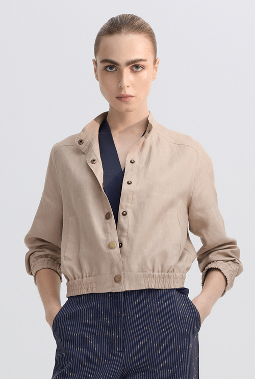 Jaqueta Iki em Linho Caqui