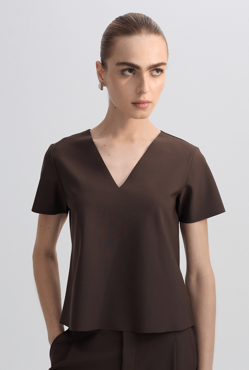 Blusa Adão Gola V Marrom Escuro